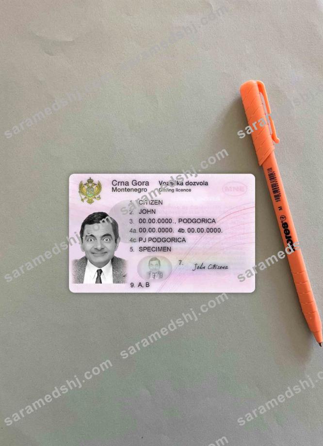 Montenegro driving license photolook FRONT
